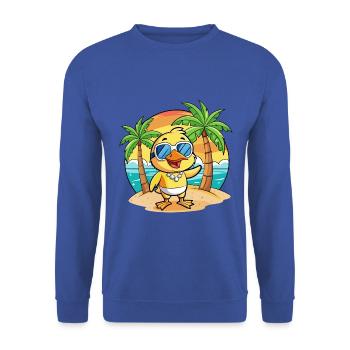 Ente Lustige Cartoon Sommer Strand Sonnenbrille - Unisex Pullover - Royalblau - Vorne - Alina (178cm) & Michal (187cm)