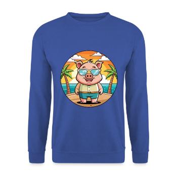 Cochon Drôle Dessin Animé Plage De Plage Lunettes - Sweat-shirt Unisexe - bleu royal - Devant - Alina (178cm) & Michal (187cm)