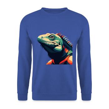 Iguana Cartoon Character Colorful Pet Animal - Unisex Sweatshirt - royal blue - Front - Alina (178cm) & Michal (187cm)