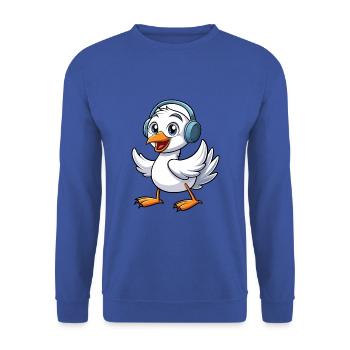 Schwan Lustige Zeichentrickfigur Kopfhörer Musik - Unisex Pullover - Royalblau - Vorne - Alina (178cm) & Michal (187cm)