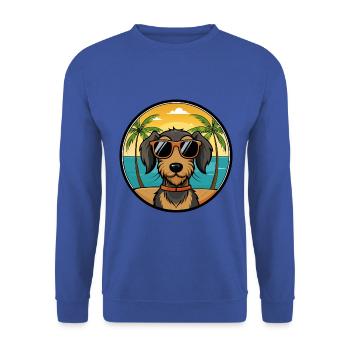 Wirehaired Dachshund Dog Breed Cartoon Sunglasses - Unisex Sweatshirt - royal blue - Front - Alina (178cm) & Michal (187cm)
