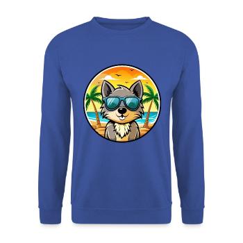 Schipperke Hunderasse Cartoon Sonnenbrille Strand - Unisex Pullover - Royalblau - Vorne - Alina (178cm) & Michal (187cm)
