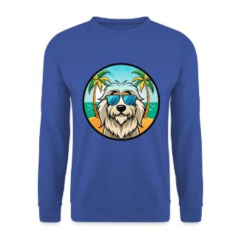 Pyrenäenschäferhund Hunderasse Cartoon Sonnenbrille Strand - Unisex Pullover - Royalblau - Vorne - Alina (178cm) & Michal (187cm)