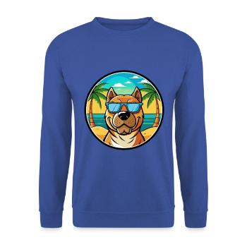 Perro De Presa Canario Hunderasse Cartoon Strand - Unisex Pullover - Royalblau - Vorne - Alina (178cm) & Michal (187cm)