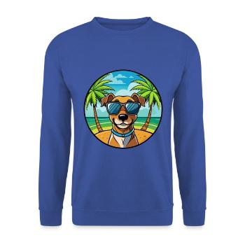 Patterdale Terrier Dog Breed Cartoon Sunglasses - Unisex Sweatshirt - royal blue - Front - Alina (178cm) & Michal (187cm)