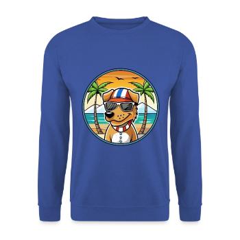 Chien de chasse norvégien Dunker Race de chien Cartoon Beach - Sweat-shirt Unisexe - bleu royal - Devant - Alina (178cm) & Michal (187cm)