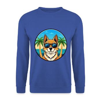 Nordic Spitz Hunderasse Cartoon Sonnenbrille Strand - Unisex Pullover - Royalblau - Vorne - Alina (178cm) & Michal (187cm)