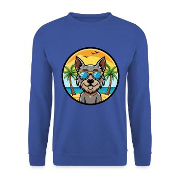 Mittelschnauze Hunderasse Cartoon Sonnenbrille Strand - Unisex Pullover - Royalblau - Vorne - Alina (178cm) & Michal (187cm)