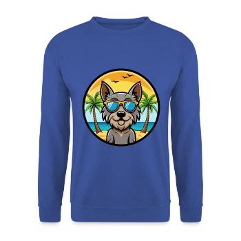 Mittelschnauze Hunderasse Cartoon Sonnenbrille Strand - Unisex Pullover - Royalblau - Vorne - Alina (178cm) & Michal (187cm)