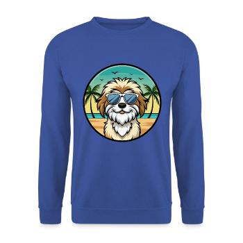 Lowchen Hunderasse Cartoon Sonnenbrille Strand - Unisex Pullover - Royalblau - Vorne - Alina (178cm) & Michal (187cm)