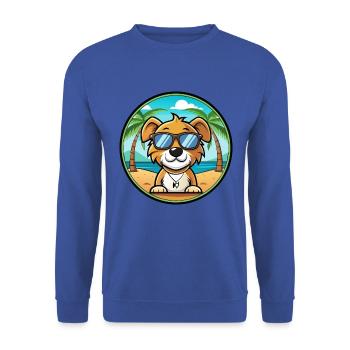 Kyi Leo Hunderasse Cartoon Sonnenbrille Strand - Unisex Pullover - Royalblau - Vorne - Alina (178cm) & Michal (187cm)