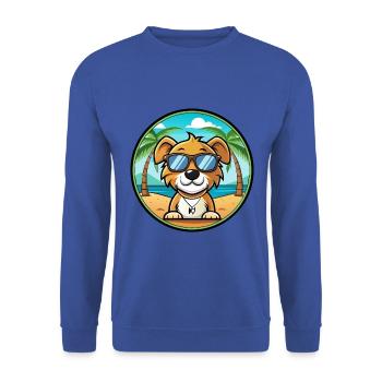 Kyi Leo Hunderasse Cartoon Sonnenbrille Strand - Unisex Pullover - Royalblau - Vorne - Alina (178cm) & Michal (187cm)