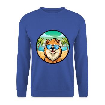 Eurasier Dog Breed Cartoon Sunglasses Beach - Unisex Sweatshirt - royal blue - Front - Alina (178cm) & Michal (187cm)