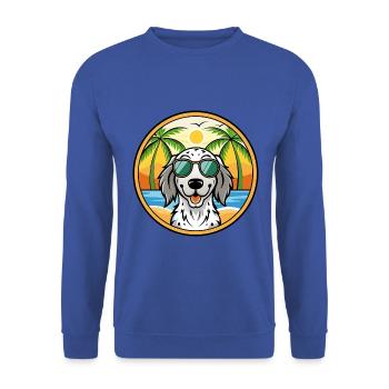 English Setter Dog Breed Cartoon Sunglasses Beach - Unisex Sweatshirt - royal blue - Front - Alina (178cm) & Michal (187cm)