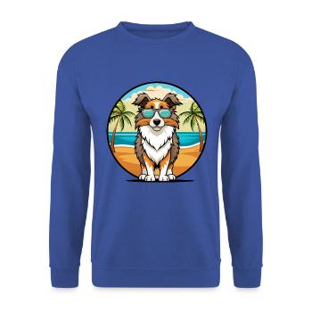 Englischer Schäferhund Hunderasse Cartoon Sonnenbrille Strand - Unisex Pullover - Royalblau - Vorne - Alina (178cm) & Michal (187cm)