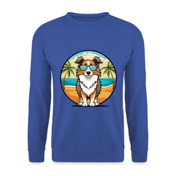 English Shepherd Dog Breed Cartoon Sunglass Beach - Unisex Sweatshirt - royal blue - Front - Alina (178cm) & Michal (187cm)
