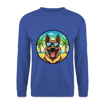 Berger d’Europe de l’Est Race Cartoon Beach - Sweat-shirt Unisexe - bleu royal - Devant - Alina (178cm) & Michal (187cm)