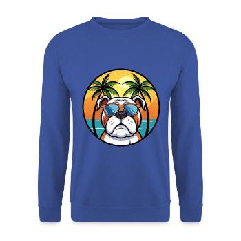 Bouledogue anglais race dessin animé lunettes de soleil plage - Sweat-shirt Unisexe - bleu royal - Devant - Alina (178cm) & Michal (187cm)