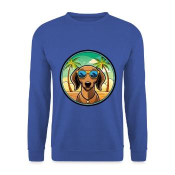 Dackel Hunderasse Cartoon Sonnenbrille Strand - Unisex Pullover - Royalblau - Vorne - Alina (178cm) & Michal (187cm)