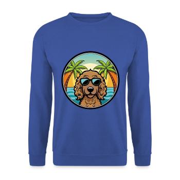 Lockig Beschichtet Retriever Hunderasse Cartoon Strand - Unisex Pullover - Royalblau - Vorne - Alina (178cm) & Michal (187cm)