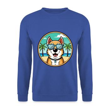 Berger d’Asie centrale Race Cartoon Beach - Sweat-shirt Unisexe - bleu royal - Devant - Alina (178cm) & Michal (187cm)