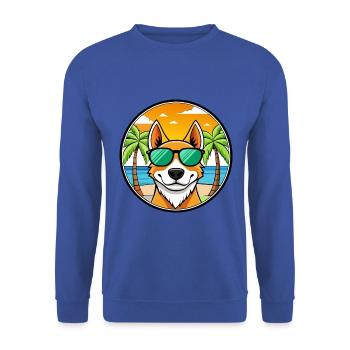 Brittany Dog Breed Cartoon Sunglasses Beach - Unisex Sweatshirt - royal blue - Front - Alina (178cm) & Michal (187cm)