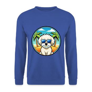 Bichon frisé race de chien dessin animé lunettes de soleil plage - Sweat-shirt Unisexe - bleu royal - Devant - Alina (178cm) & Michal (187cm)