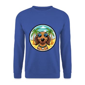 Teckel de Westphalie Race De Chien Dessin Animé Plage - Sweat-shirt Unisexe - bleu royal - Devant - Alina (178cm) & Michal (187cm)
