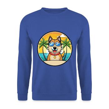 Schäferhund Rasse Cartoon Sonnenbrille Strand - Unisex Pullover - Royalblau - Vorne - Alina (178cm) & Michal (187cm)