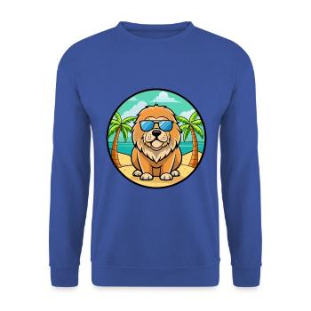 Tibetische Dogge Hunderasse Cartoon Sonnenbrille Strand - Unisex Pullover - Royalblau - Vorne - Alina (178cm) & Michal (187cm)