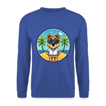 Sporting Lucas Terrier Hunderasse Cartoon Beach - Unisex Pullover - Royalblau - Vorne - Alina (178cm) & Michal (187cm)