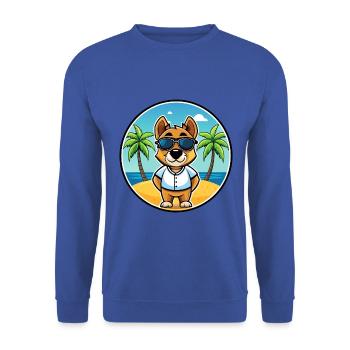Sporting Lucas Terrier Hunderasse Cartoon Beach - Unisex Pullover - Royalblau - Vorne - Alina (178cm) & Michal (187cm)
