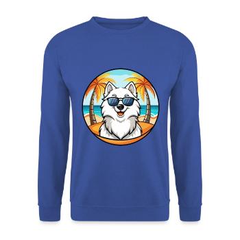 Samoyed Dog Breed Cartoon Sunglasses Beach - Unisex Sweatshirt - royal blue - Front - Alina (178cm) & Michal (187cm)