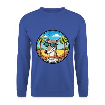 Rampur Greyhound Chien Race Dessin Animé Lunettes De Soleil Plage - Sweat-shirt Unisexe - bleu royal - Devant - Alina (178cm) & Michal (187cm)