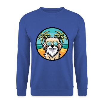 Pyrenäen-Schäferhund-Rasse Cartoon-Sonnenbrille Strand - Unisex Pullover - Royalblau - Vorne - Alina (178cm) & Michal (187cm)