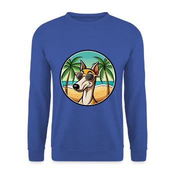 Old Croatian Sighthound Dog Breed Cartoon Beach - Unisex Sweatshirt - royal blue - Front - Alina (178cm) & Michal (187cm)