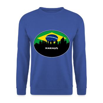 Manaus Brasilien Flagge Skyline Silhouette Reisen - Unisex Pullover - Royalblau - Vorne - Alina (178cm) & Michal (187cm)