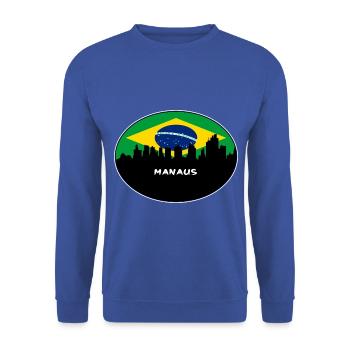 Manaus Brasilien Flagge Skyline Silhouette Reisen - Unisex Pullover - Royalblau - Vorne - Alina (178cm) & Michal (187cm)