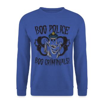 Buh Polizei, Buh Kriminelle! Polizist Halloween - Unisex Pullover - Royalblau - Vorne - Alina (178cm) & Michal (187cm)