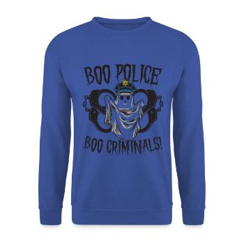 Buh Polizei, Buh Kriminelle! Polizist Halloween - Unisex Pullover - Royalblau - Vorne - Alina (178cm) & Michal (187cm)