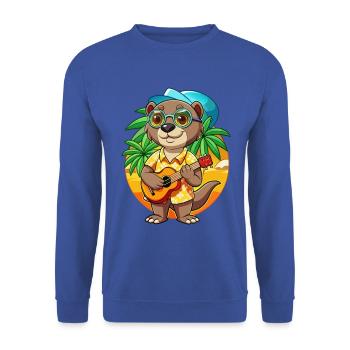 Lustige Otter Cartoon Sommer Strand Sonnenbrille Gitarre - Unisex Pullover - Royalblau - Vorne - Alina (178cm) & Michal (187cm)