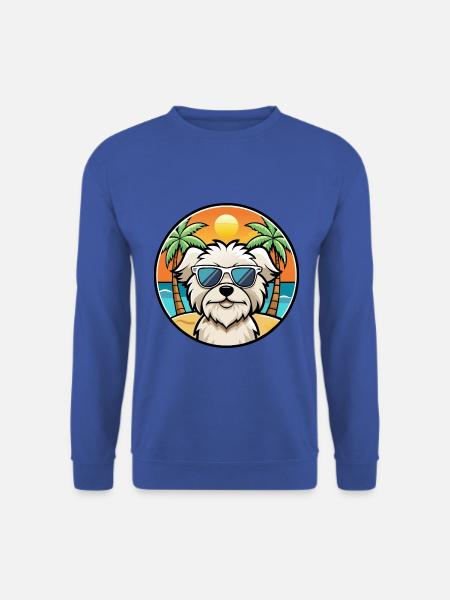 Malteser Hund Rasse Cartoon Sonnenbrille Strand - Unisex Pullover - Royalblau