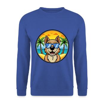 Berger De Beauce Hunderasse Cartoon Sonnenbrille Strand - Unisex Pullover - Royalblau - Vorne - Alina (178cm) & Michal (187cm)