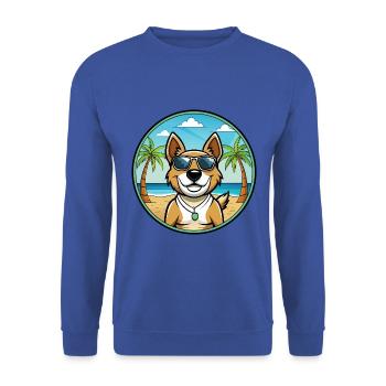Teddy Roosevelt Terrier Hunderasse Cartoon Strand - Unisex Pullover - Royalblau - Vorne - Alina (178cm) & Michal (187cm)