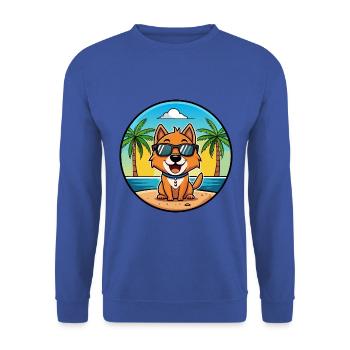 Kyi Leo Hunderasse Cartoon Sonnenbrille Strand - Unisex Pullover - Royalblau - Vorne - Alina (178cm) & Michal (187cm)