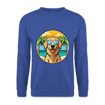 Golden Retriever Dog Breed Cartoon Sunglass Beach - Unisex Sweatshirt - royal blue - Front - Alina (178cm) & Michal (187cm)