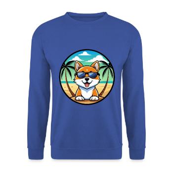 Hokkaido Hunderasse Cartoon Sonnenbrille Strand - Unisex Pullover - Royalblau - Vorne - Alina (178cm) & Michal (187cm)