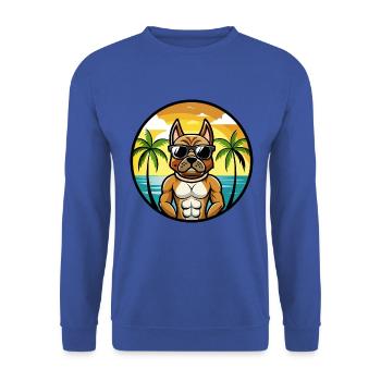 Deutscher Boxer Hund Rasse Cartoon Sonnenbrille Strand - Unisex Pullover - Royalblau - Vorne - Alina (178cm) & Michal (187cm)