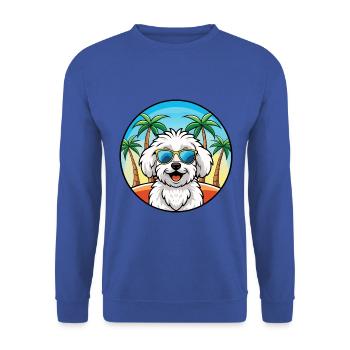 Bichon frisé race de chien dessin animé lunettes de soleil plage - Sweat-shirt Unisexe - bleu royal - Devant - Alina (178cm) & Michal (187cm)