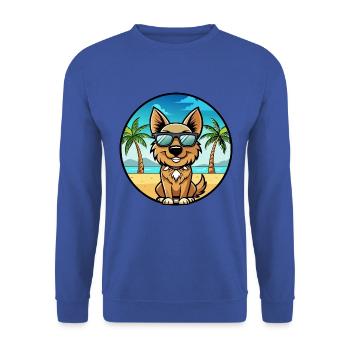 Böhmischer Schäferhund Hunderasse Karikatur Sonnenbrille Strand - Unisex Pullover - Royalblau - Vorne - Alina (178cm) & Michal (187cm)